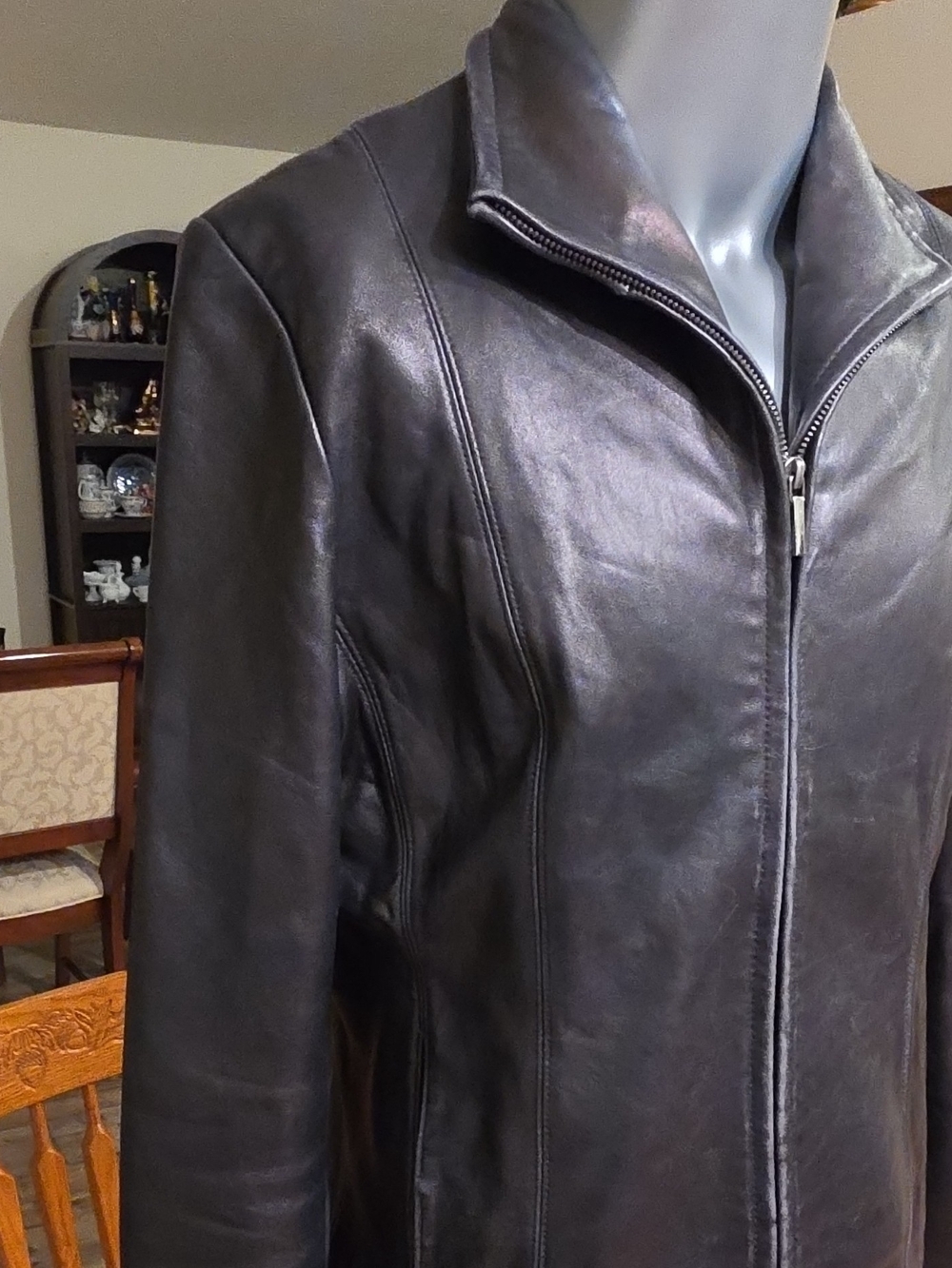 Siena Women’s Size 10 Black Leather Black Leather Zip-Front Jacket